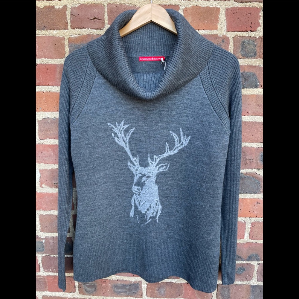 Krimson Klover Merino Wool Cowlneck Winter Sweater Size L NWT